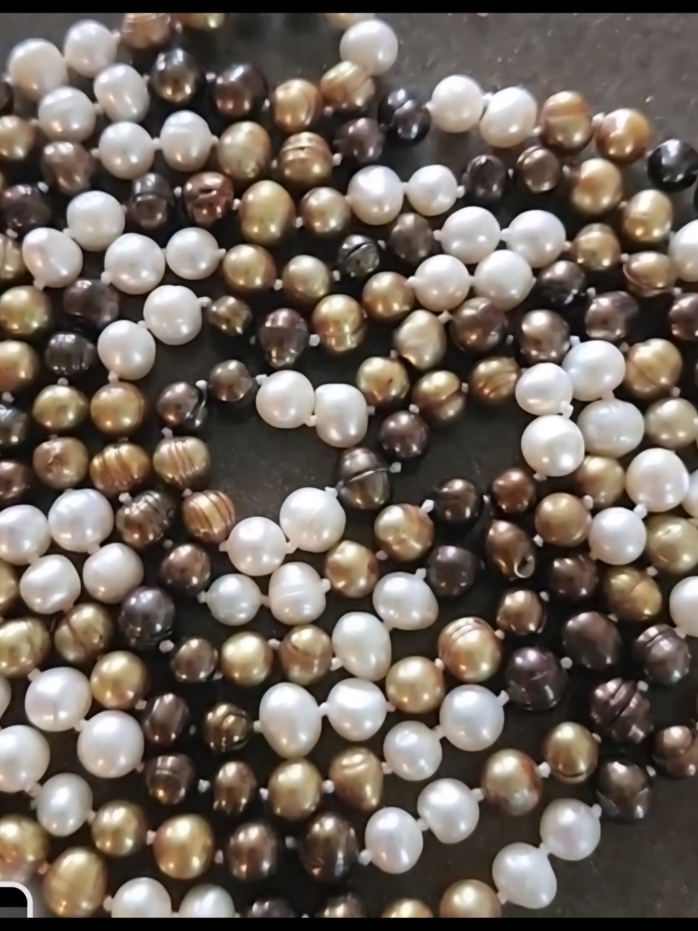 Multicolor Baroque Freshwater Pearl Necklace - Champagne Bronze Gold 32" Layer